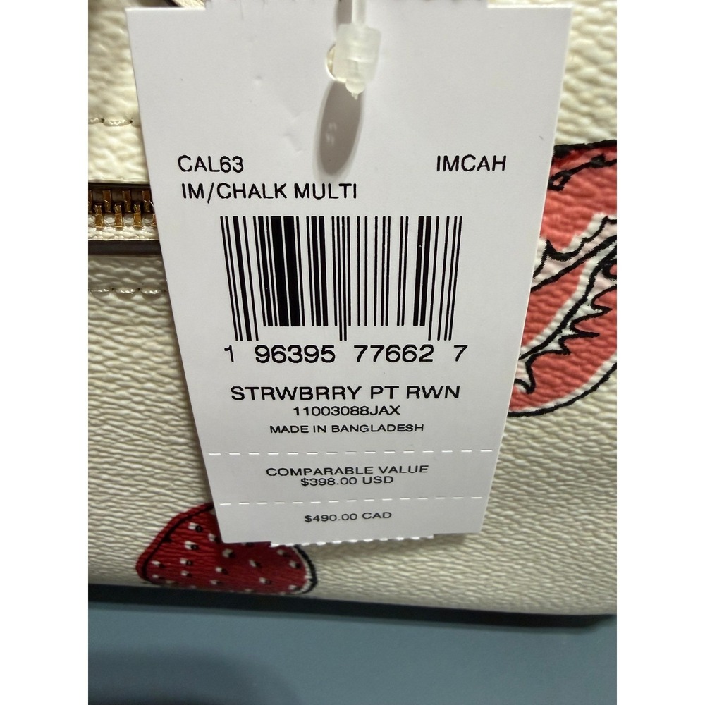 Coach Rowan Satchel Chalk Multi Strawberry Print Leather Crossbody Bag NEW - Picture 7 of 16